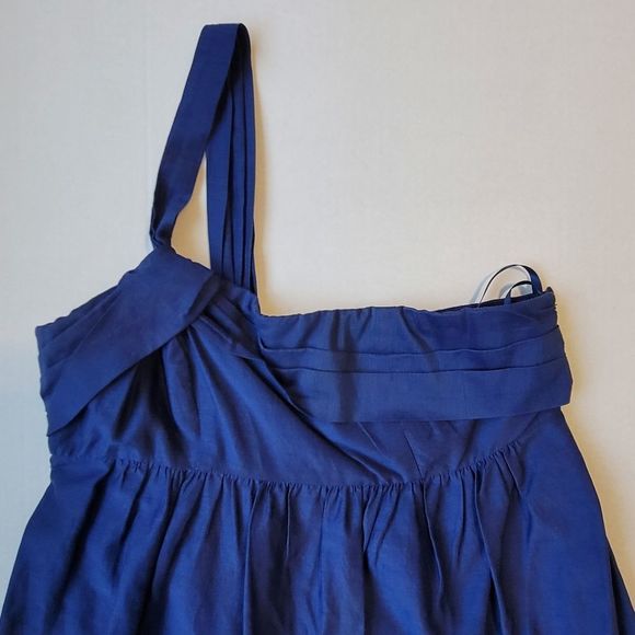 Ann Taylor Loft Sleeveless One Shoulder Dress, Royal Blue, Size 4 - Picture 3 of 10